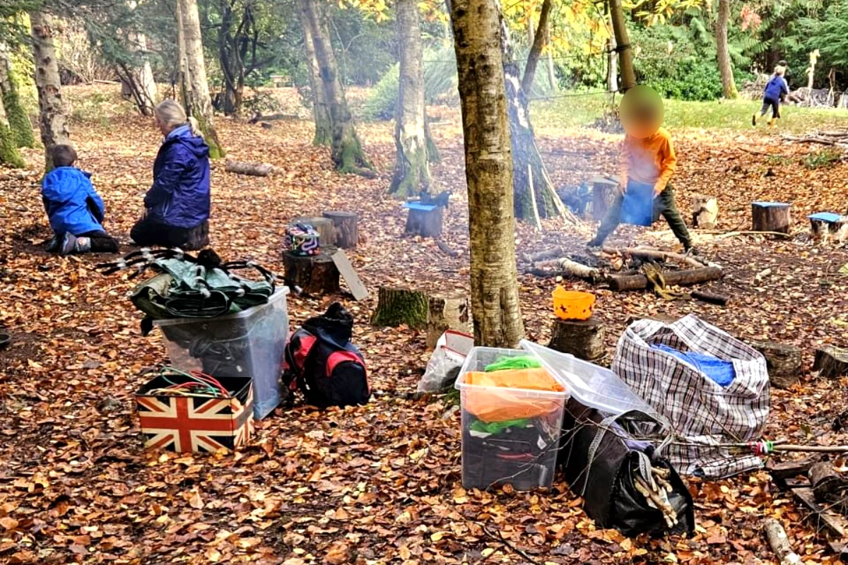 Party time at camp, among the crunchy autumn leaves