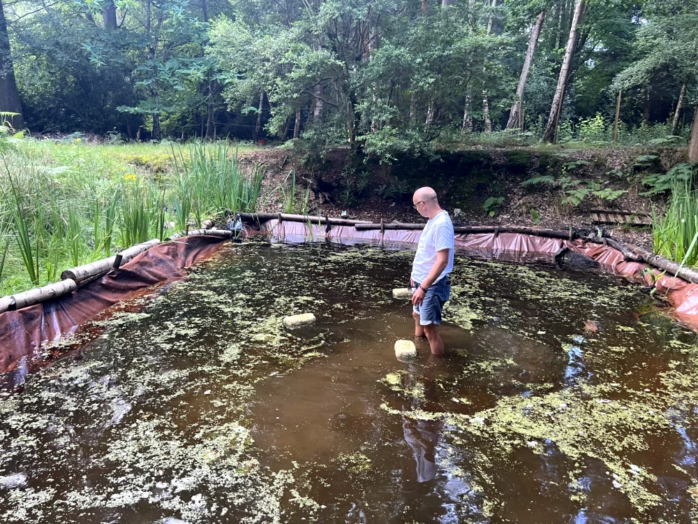 The wildlife pond being dug out